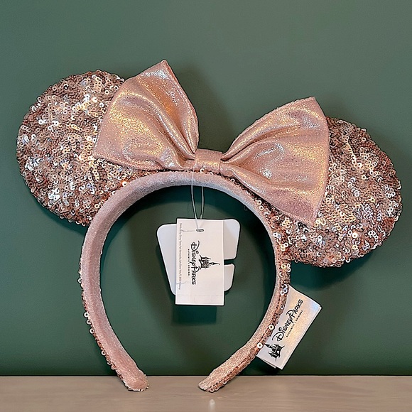 Disney Parks Rose Gold Minnie Mouse Ears Headband Disney Mickey Ears - Picture 1 of 2